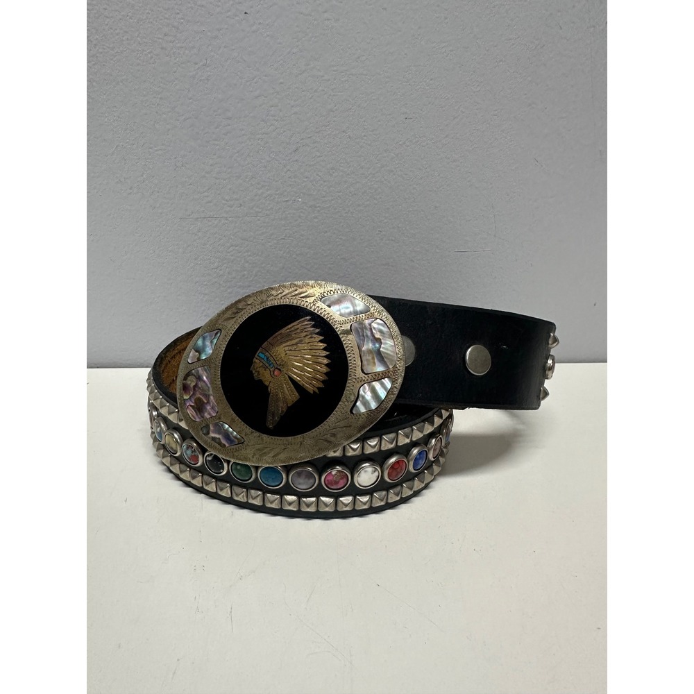 Vintage Johnson & Held Western Studded Leather Belt